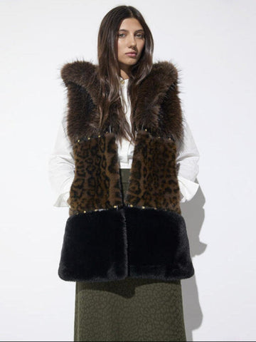Lola Casademunt Faux Fur Gilet In Brown 2601017-Nicola Ross