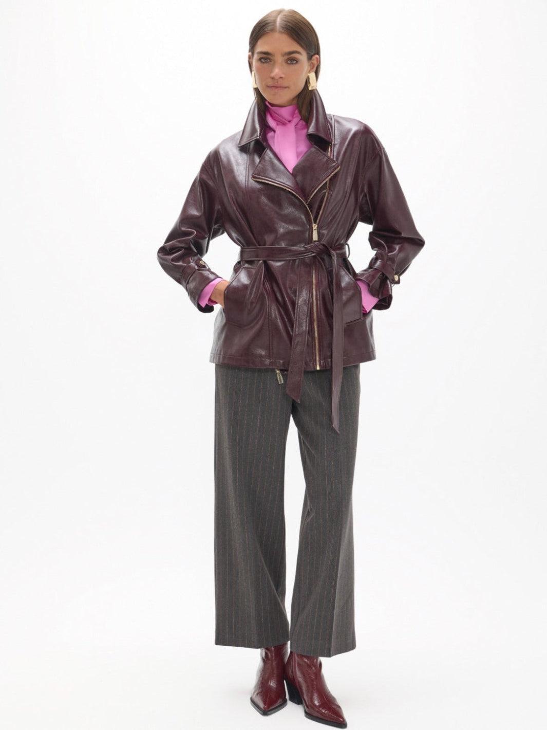 Lola Casademunt Faux Leather Jacket in Burgundy 2602015-Nicola Ross