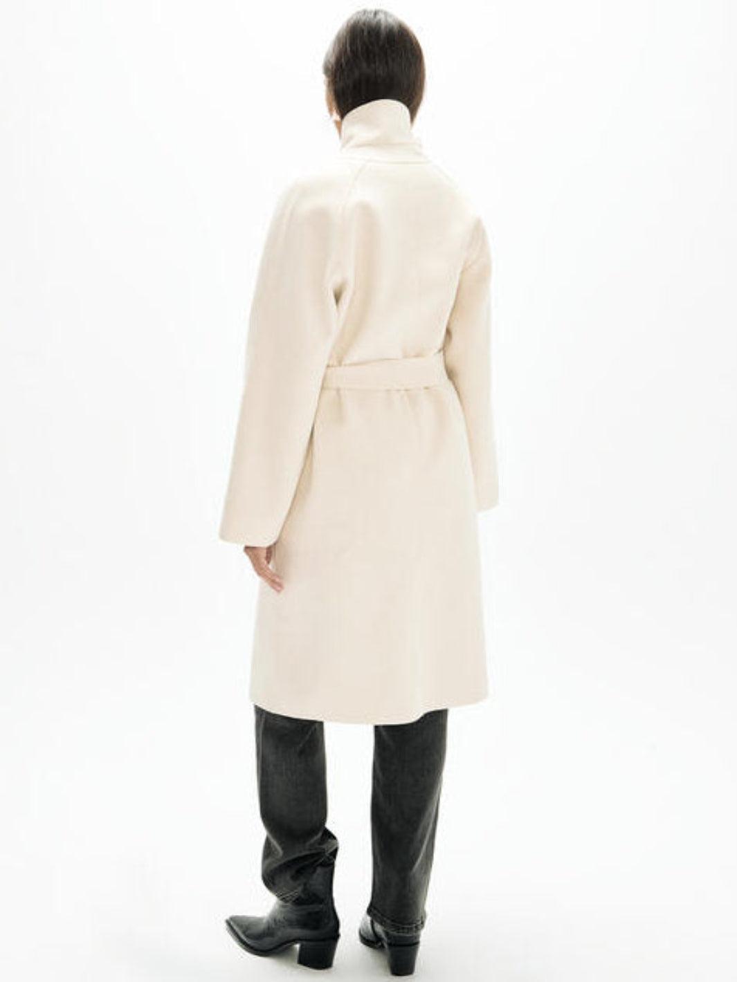 Lola Casademunt Funnel Neck Coat in Cream 2601003-Nicola Ross