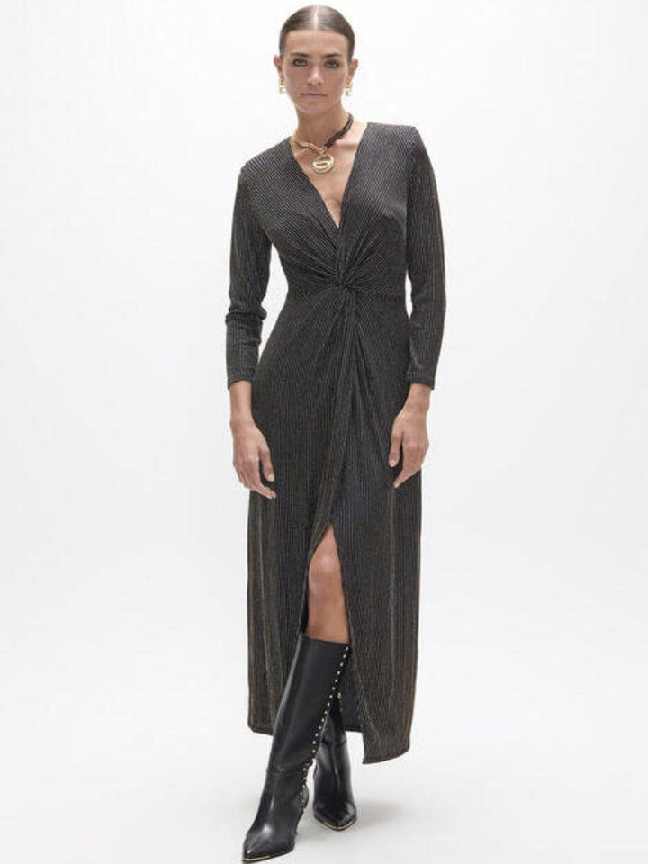Lola Casademunt Metallic Maxi Dress in Black/Gold 2616007-Nicola Ross