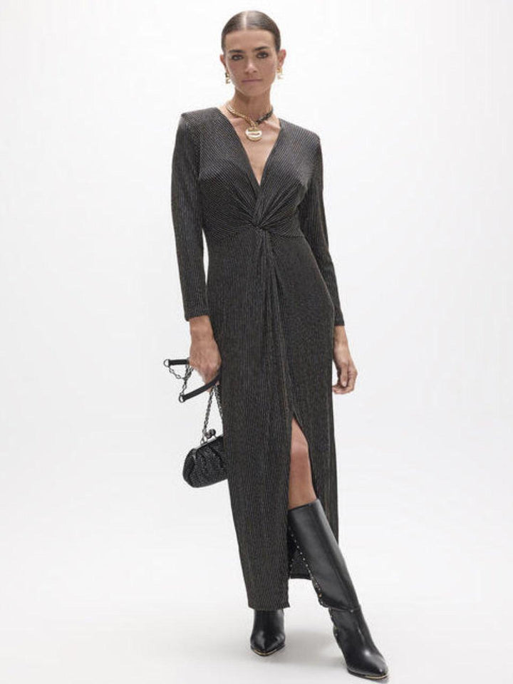 Lola Casademunt Metallic Maxi Dress in Black/Gold 2616007-Nicola Ross