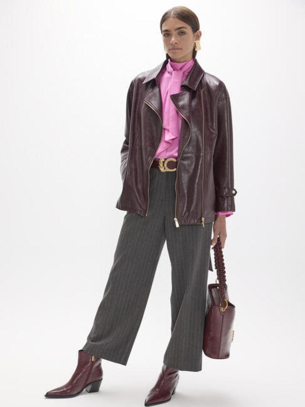 Lola Casademunt Pinstripe Wide Leg Trousers In Grey 2614009-Nicola Ross