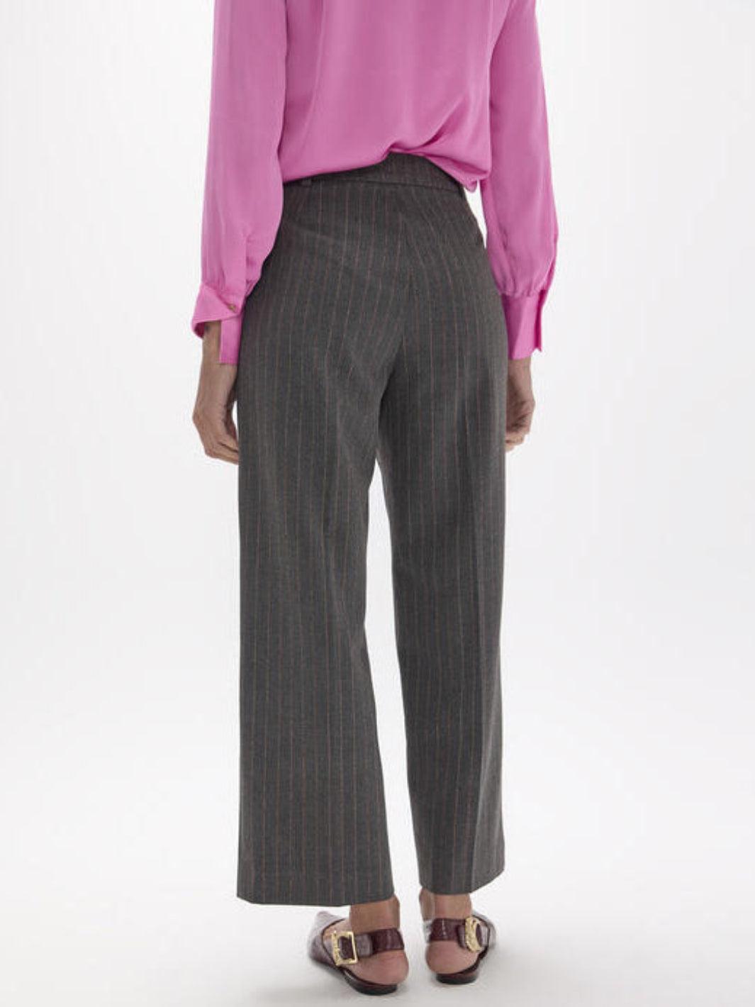 Lola Casademunt Pinstripe Wide Leg Trousers In Grey 2614009-Nicola Ross
