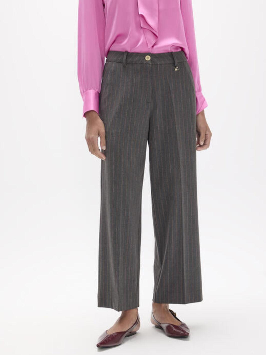 Lola Casademunt Pinstripe Wide Leg Trousers In Grey 2614009-Nicola Ross