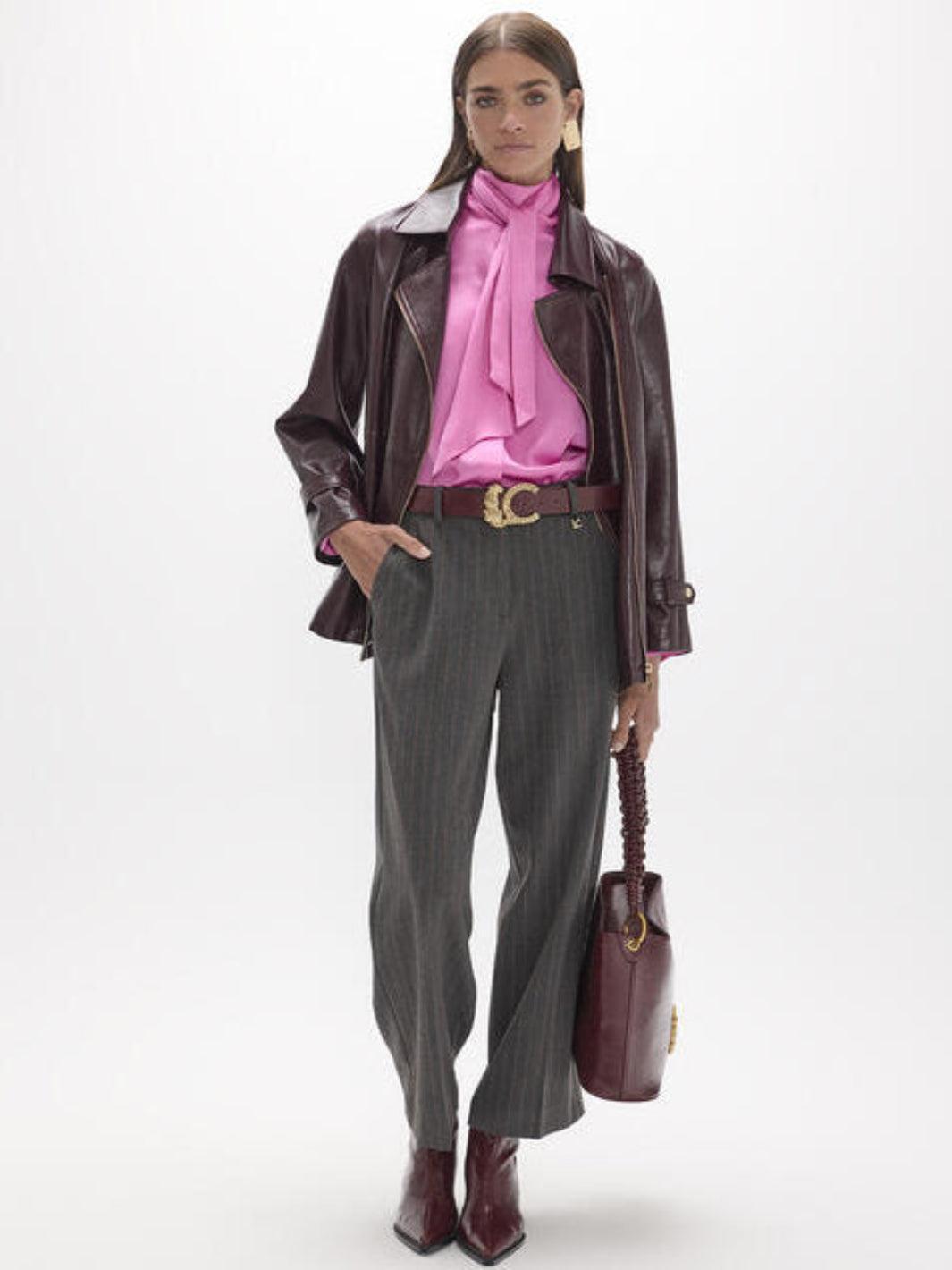 Lola Casademunt Satin Tie-Neck Blouse In Pink 2615008-Nicola Ross