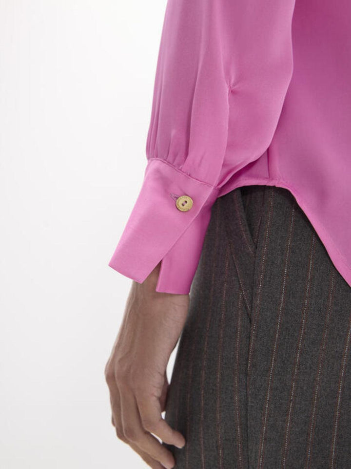 Lola Casademunt Satin Tie-Neck Blouse In Pink 2615008-Nicola Ross