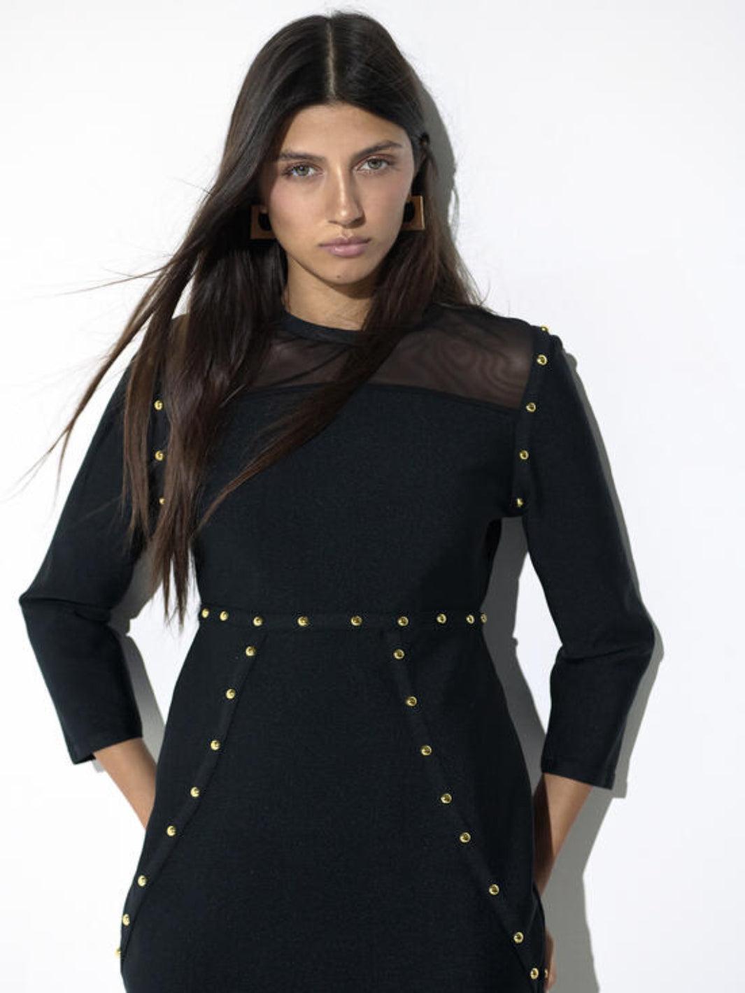 Lola Casademunt Stud Detail Midi Dress In Black 2615003-Nicola Ross