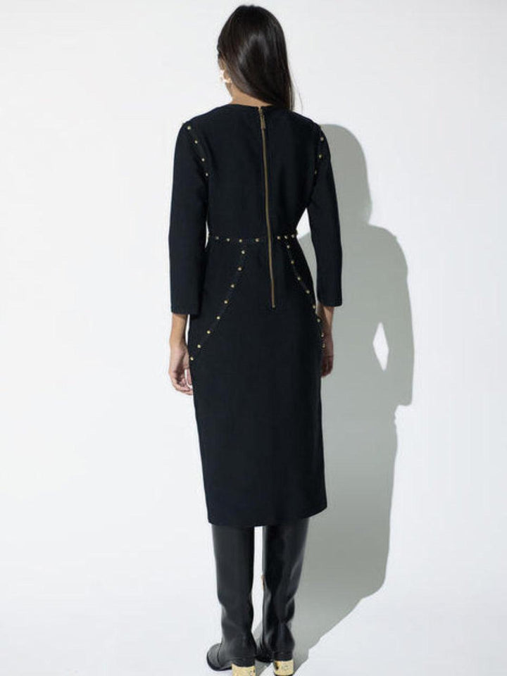 Lola Casademunt Stud Detail Midi Dress In Black 2615003-Nicola Ross