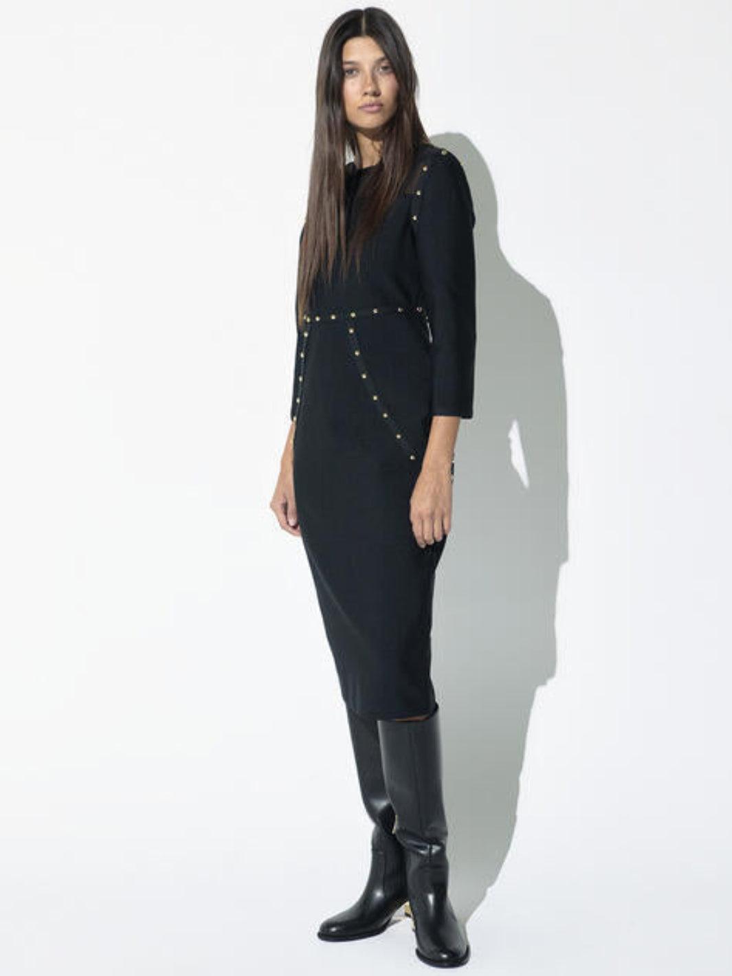 Lola Casademunt Stud Detail Midi Dress In Black 2615003-Nicola Ross