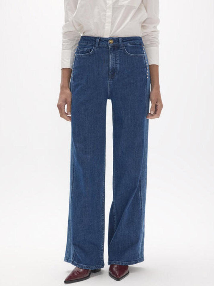 Lola Casademunt Wide-Leg Stud Detail Jeans In Blue 2614021-Nicola Ross