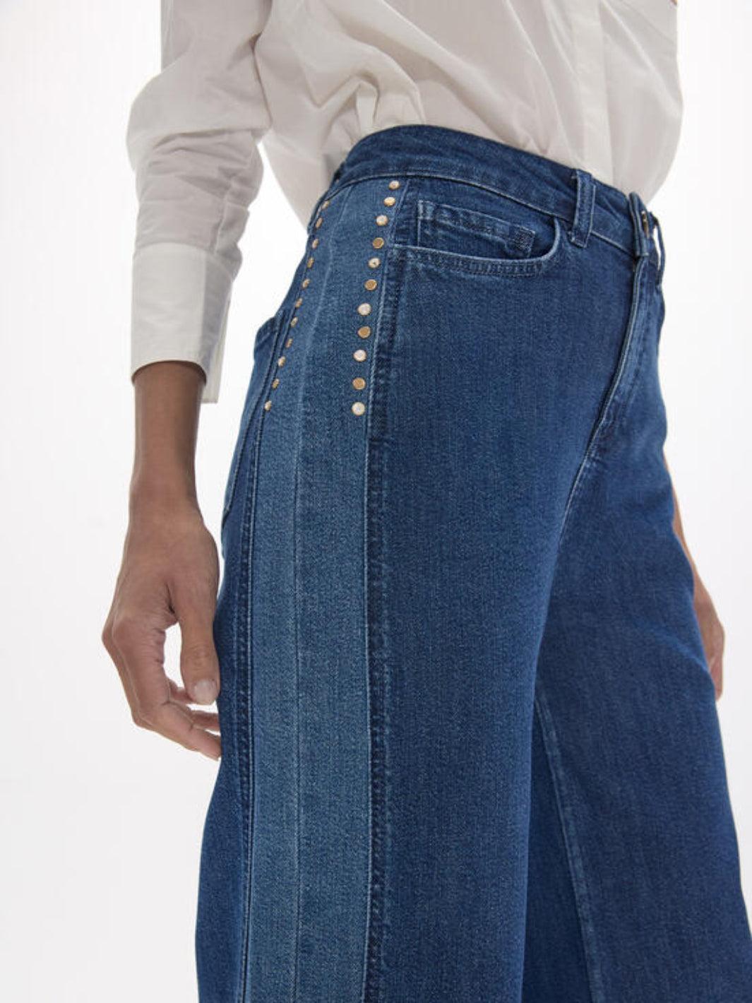 Lola Casademunt Wide-Leg Stud Detail Jeans In Blue 2614021-Nicola Ross