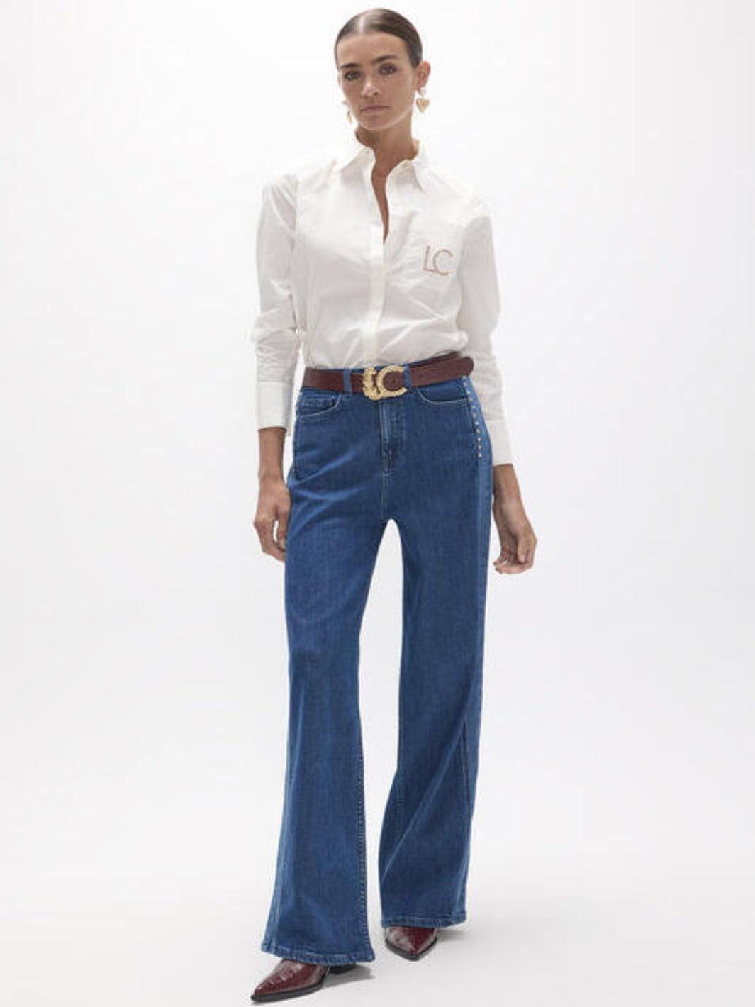 Lola Casademunt Wide-Leg Stud Detail Jeans In Blue 2614021-Nicola Ross