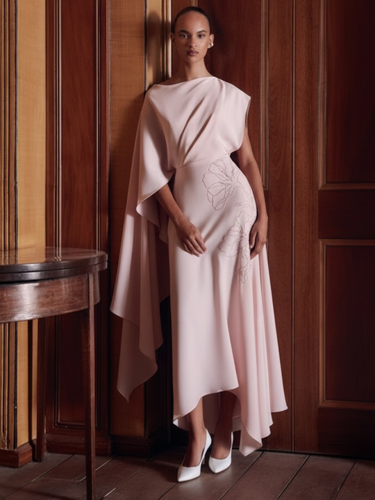 Maisonel Asymmetrical Dress ME3109 In Blush – Nicola Ross