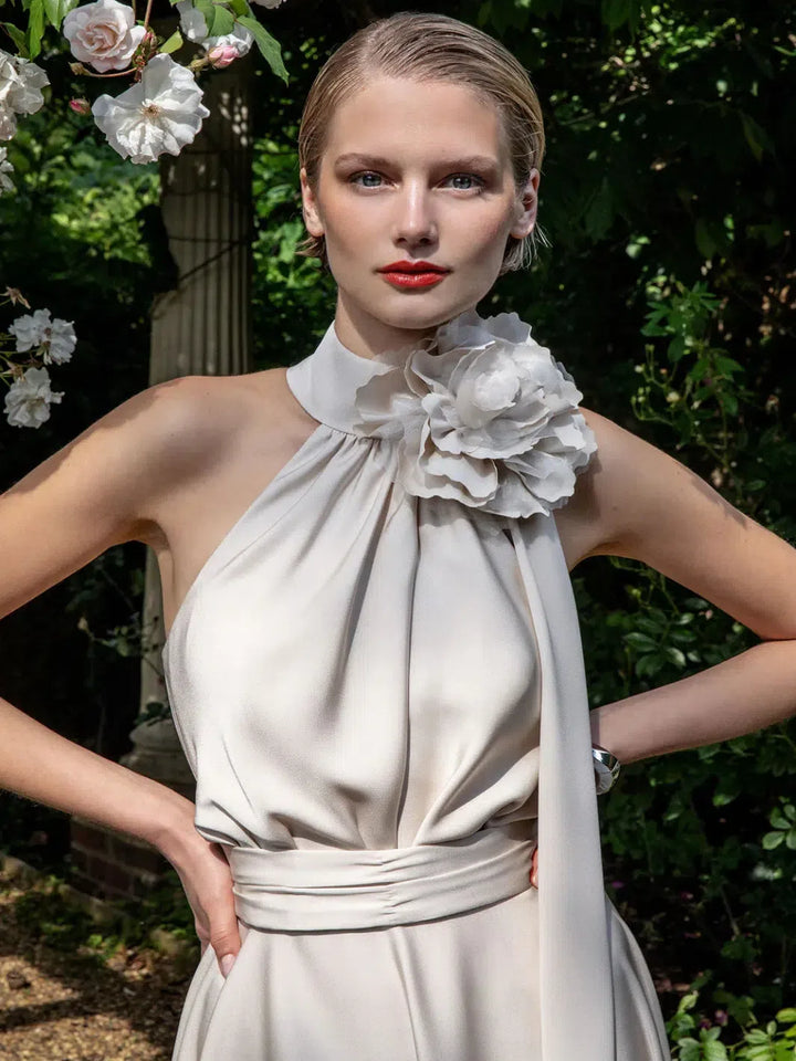 Maisonel High Neck Dress In Oyster-Mother of the bride- mother of the groom -Nicola Ross