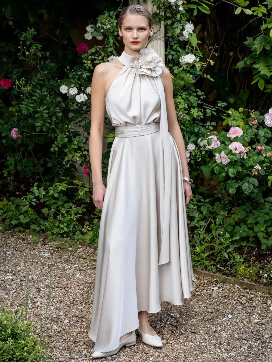 Maisonel High Neck Dress In Oyster-Mother of the bride- mother of the groom -Nicola Ross