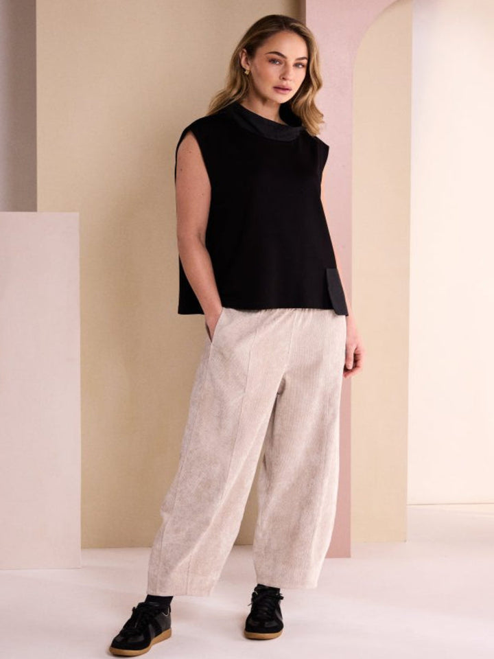 Naya Balloon Shaped Cord Trouser In Stone 26247