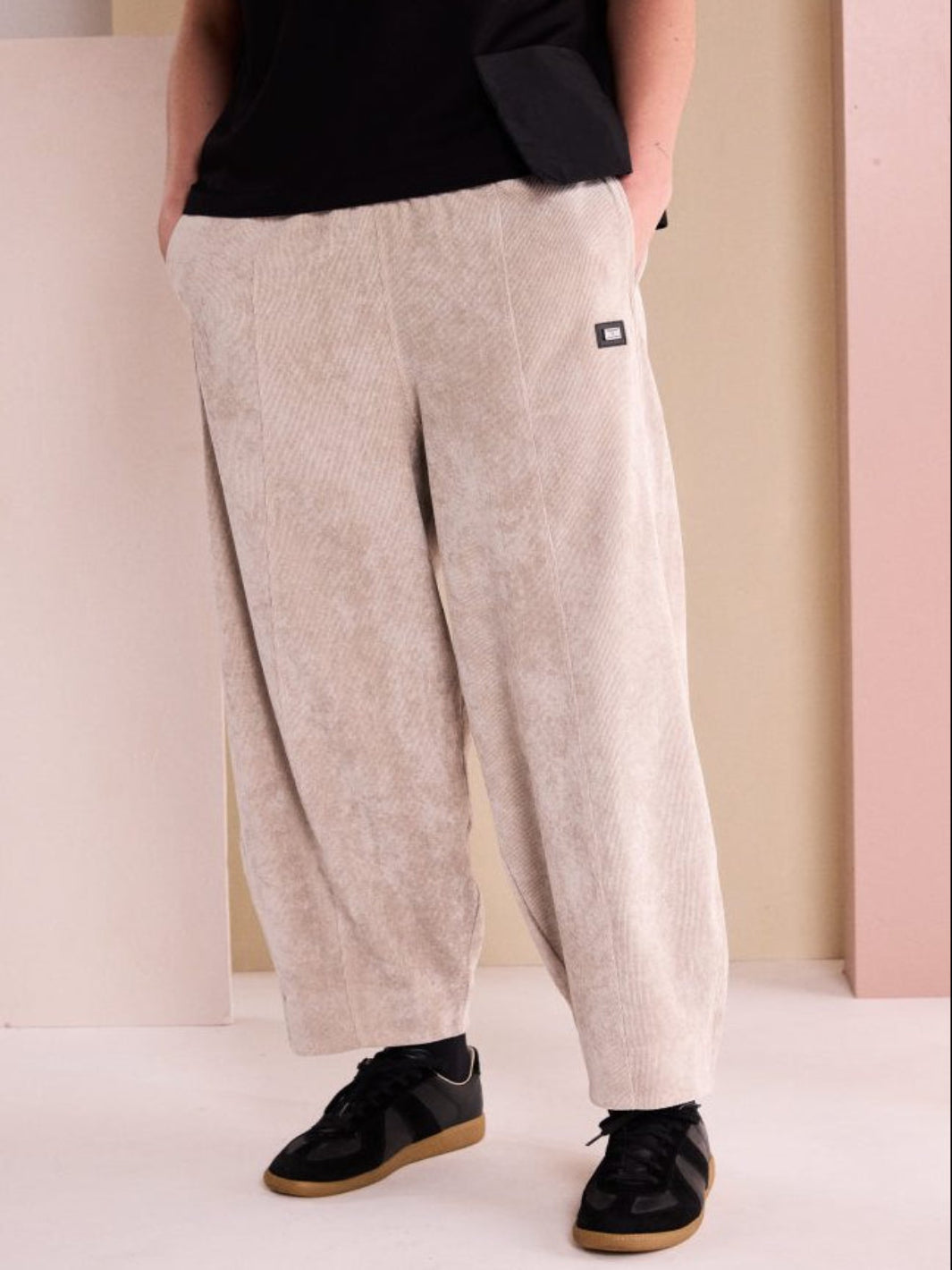 Naya Balloon Shaped Cord Trouser In Stone 26247