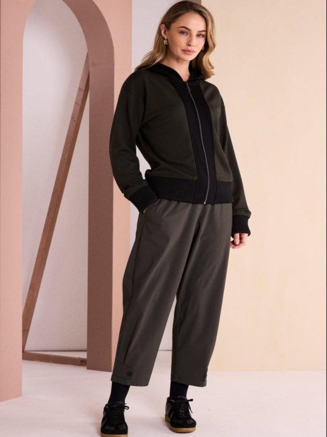 Naya Drawstring Trousers in Thyme 26116-Nicola Ross