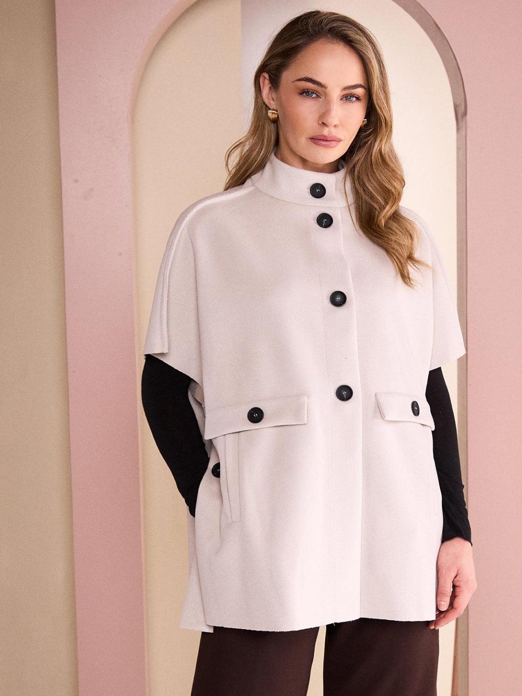 Naya High Neck Jacket In Stone-Nicola Ross