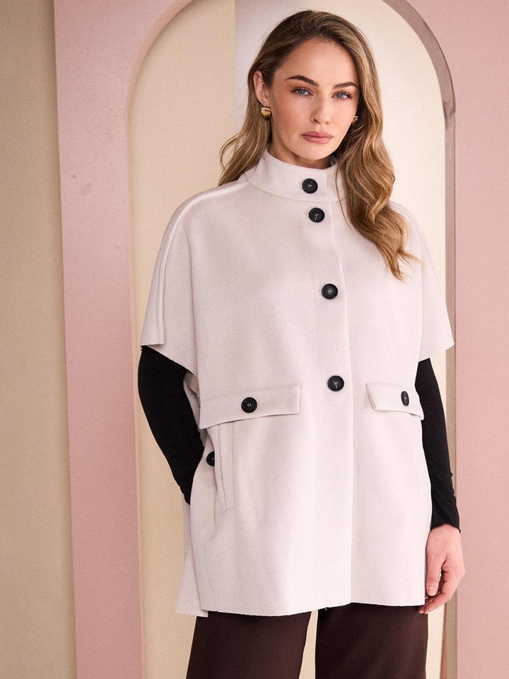 Naya High Neck Jacket In Stone-Nicola Ross