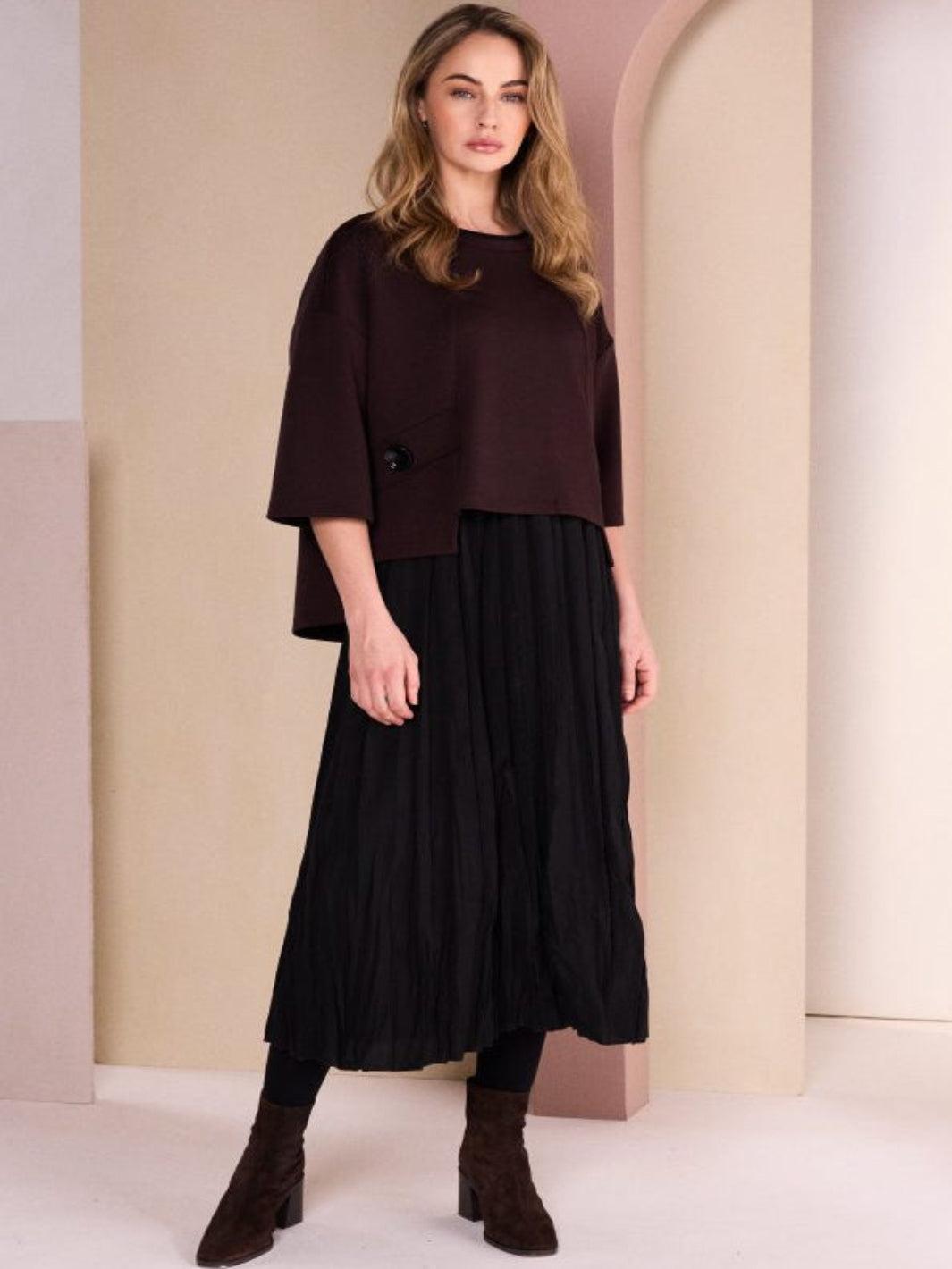 Naya Two Piece Dress With Overtop In Black/Chocolate 26315-Nicola Ross