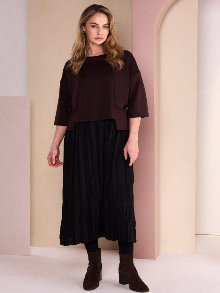 Naya Two Piece Dress With Overtop In Black/Chocolate 26315-Nicola Ross