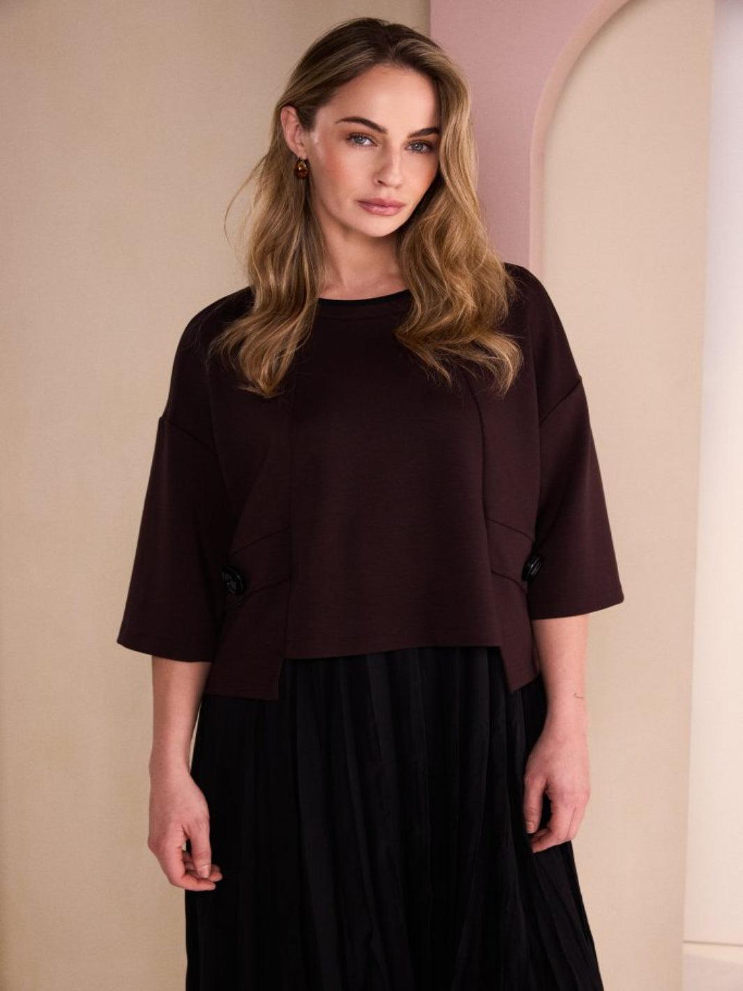Naya Two Piece Dress With Overtop In Black/Chocolate 26315-Nicola Ross
