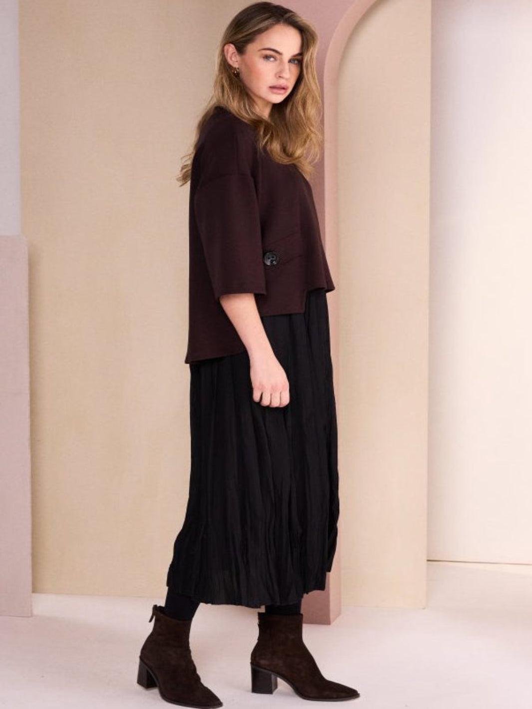 Naya Two Piece Dress With Overtop In Black/Chocolate 26315-Nicola Ross