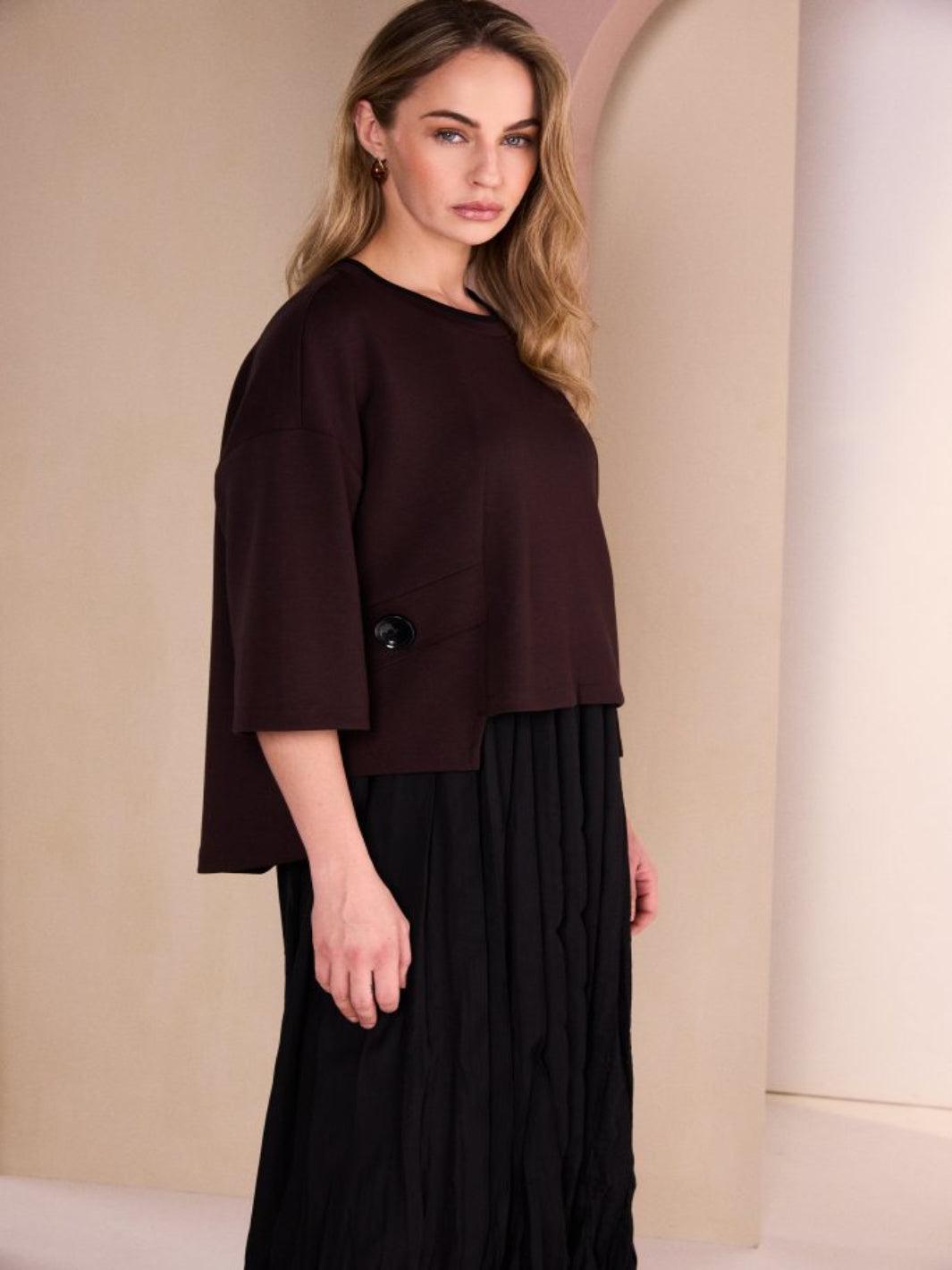Naya Two Piece Dress With Overtop In Black/Chocolate 26315-Nicola Ross