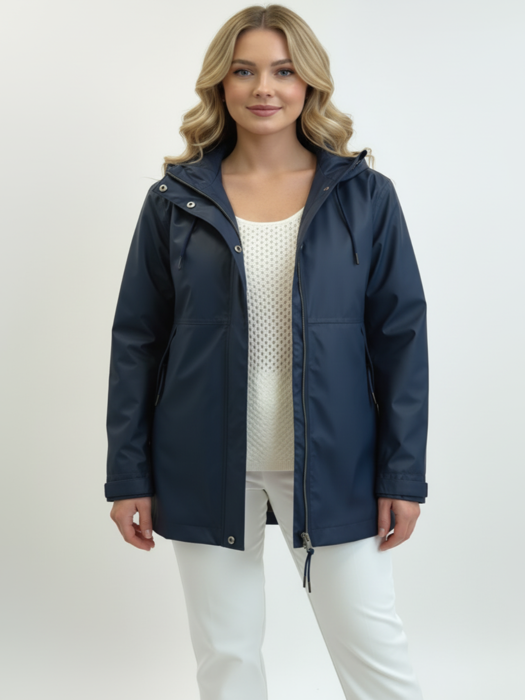 Normann Lightweight Rain Jacket In Navy 4616-69-Nicola Ross