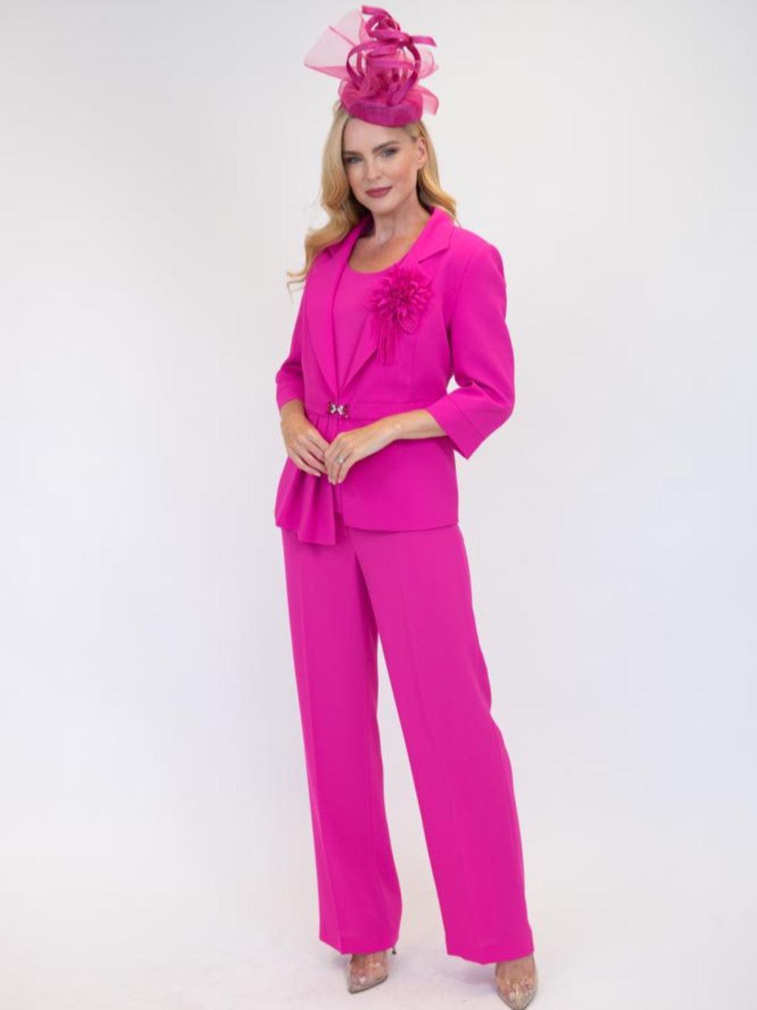 Ophelia Melita Venti Trousers/Jacket/Top in Cerise-Mother of the bride- mother of the groom -Nicola Ross