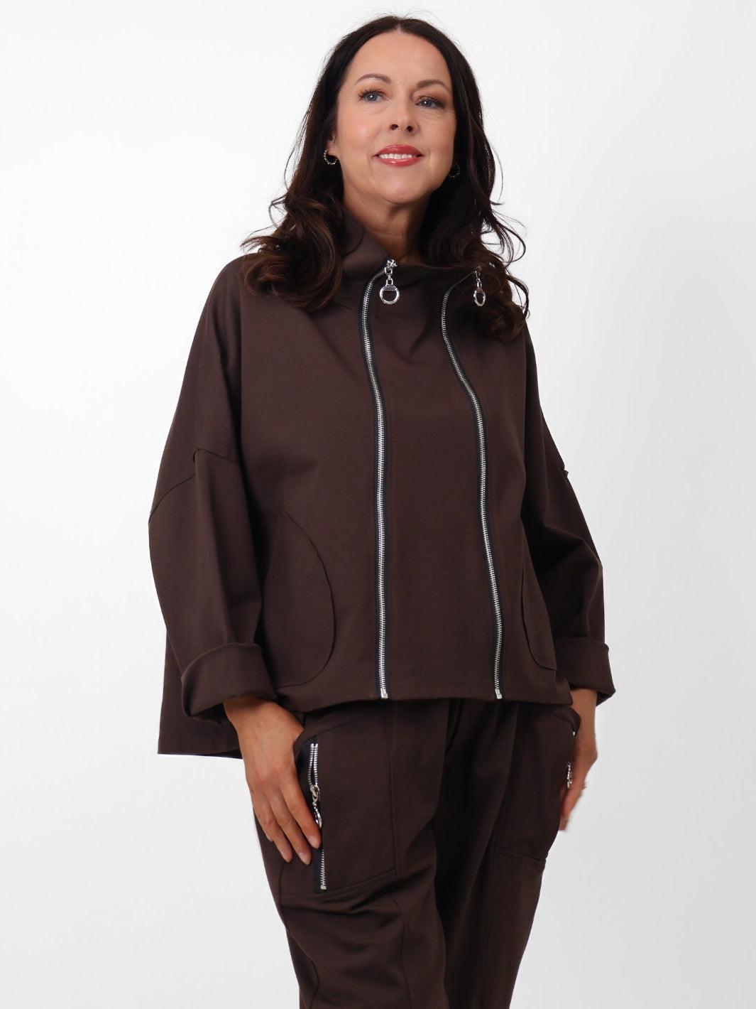 Renee Zip Jacket In Brown-Nicola Ross