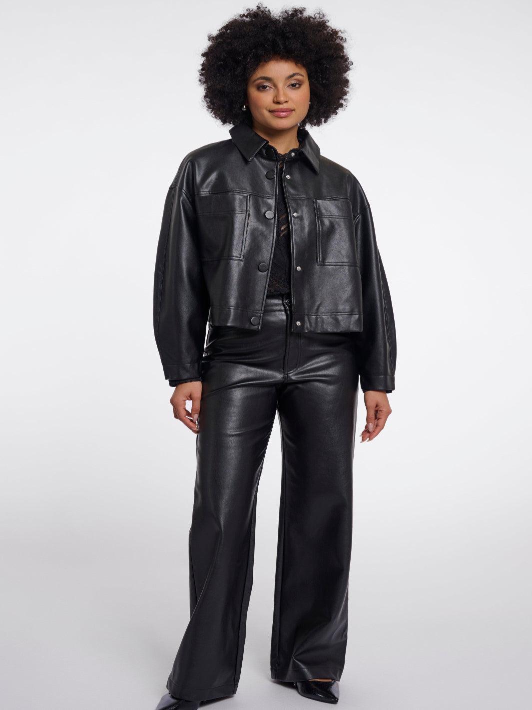 Rino & Pelle Bree Faux Leather Jacket In Black-Nicola Ross