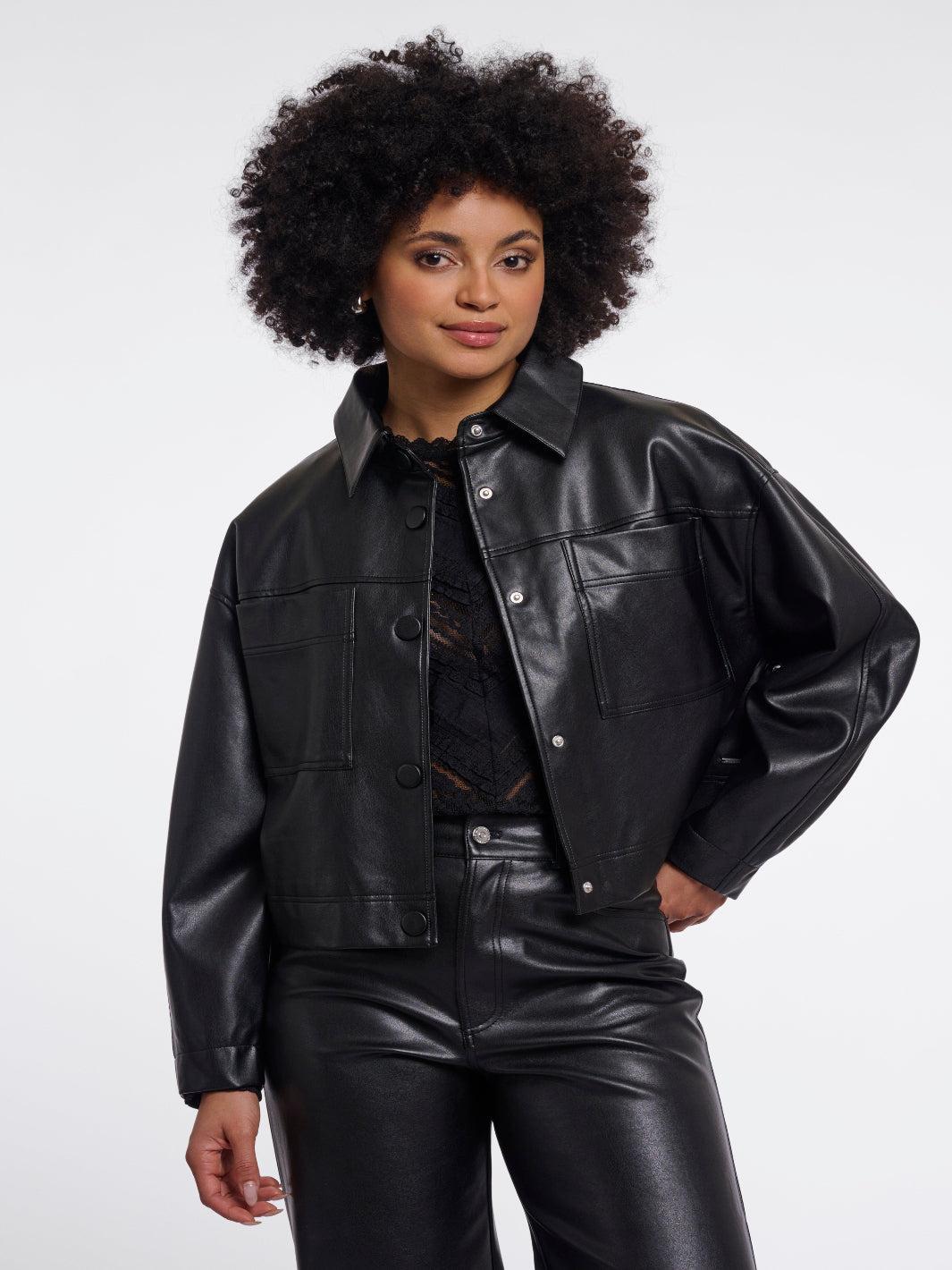 Rino & Pelle Bree Faux Leather Jacket In Black-Nicola Ross