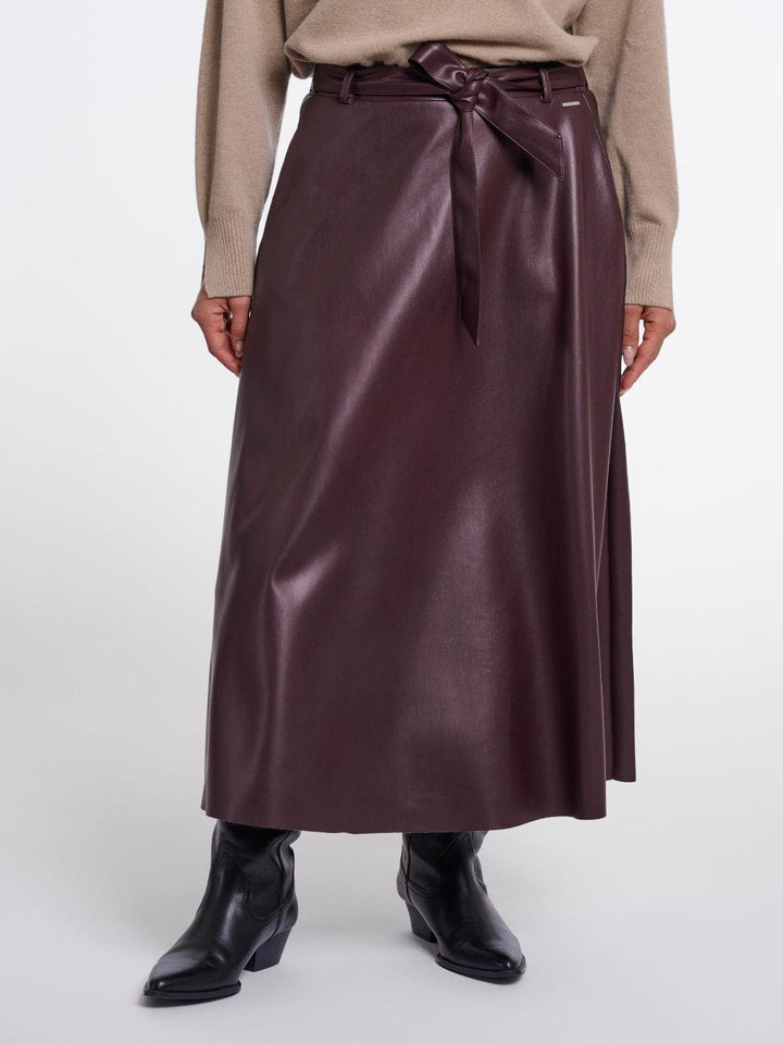 Rino & Pelle Faux Leather Skirt In Chocolate Brown-Nicola Ross