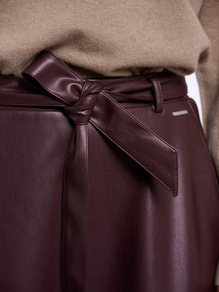 Rino & Pelle Faux Leather Skirt In Chocolate Brown-Nicola Ross