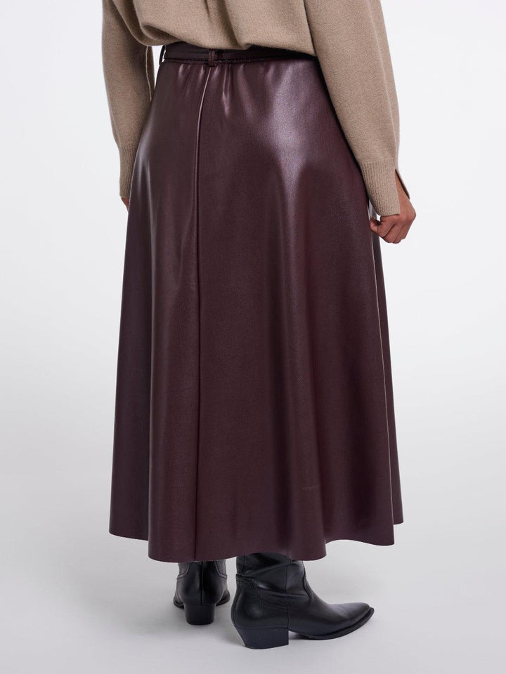 Rino & Pelle Faux Leather Skirt In Chocolate Brown-Nicola Ross