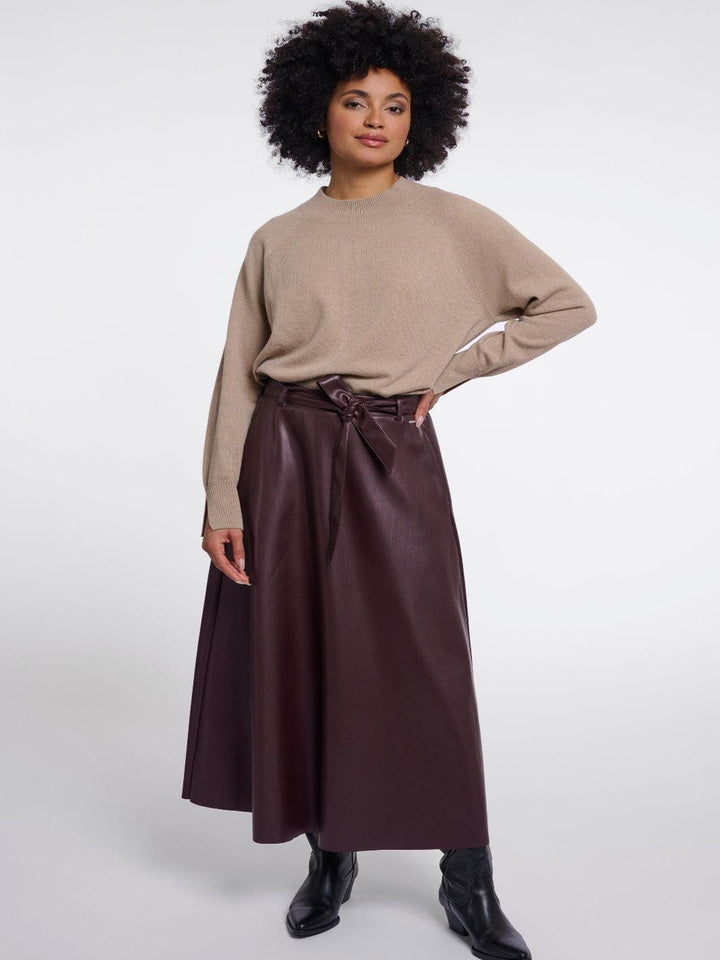 Rino & Pelle Faux Leather Skirt In Chocolate Brown-Nicola Ross