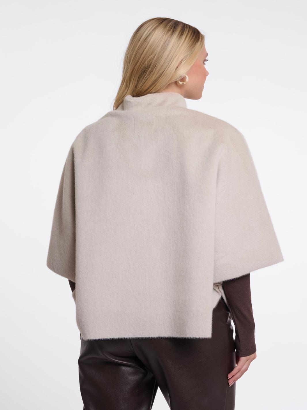 Rino & Pelle Dewi Faux Fur Cape In Birch-Nicola Ross