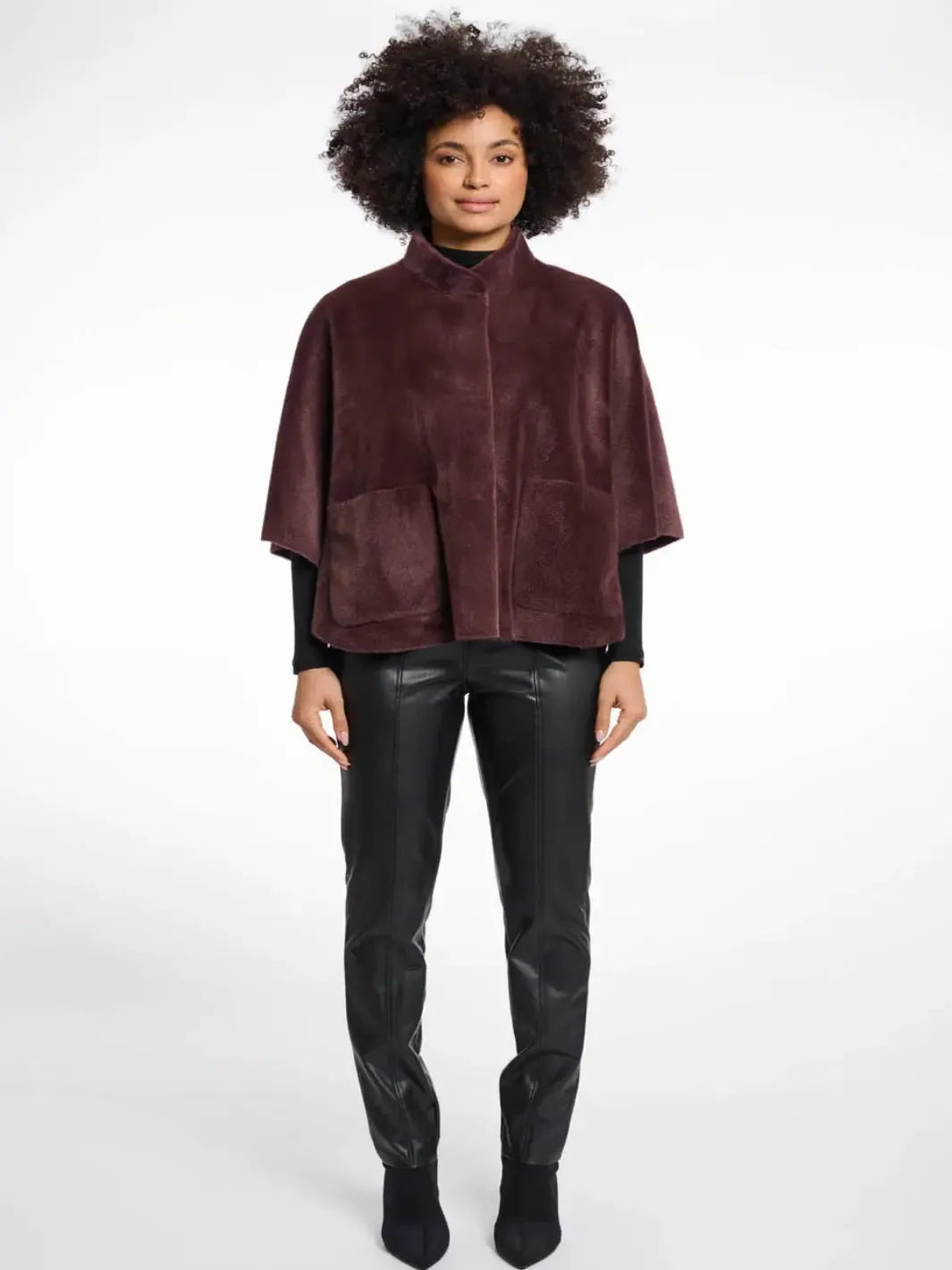 Rino & Pelle Dewi Faux Fur Cape In Chocolate-Nicola Ross