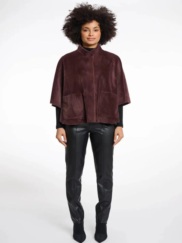 Rino & Pelle Dewi Faux Fur Cape In Chocolate-Nicola Ross