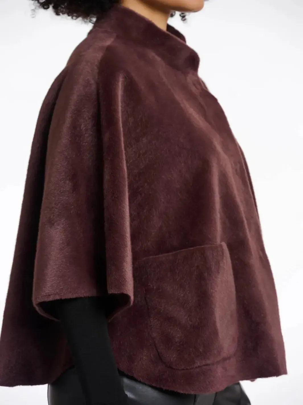 Rino & Pelle Dewi Faux Fur Cape In Chocolate-Nicola Ross