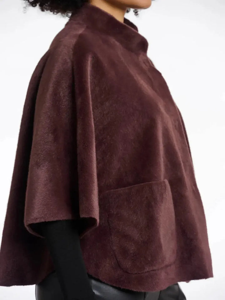 Rino & Pelle Dewi Faux Fur Cape In Chocolate-Nicola Ross