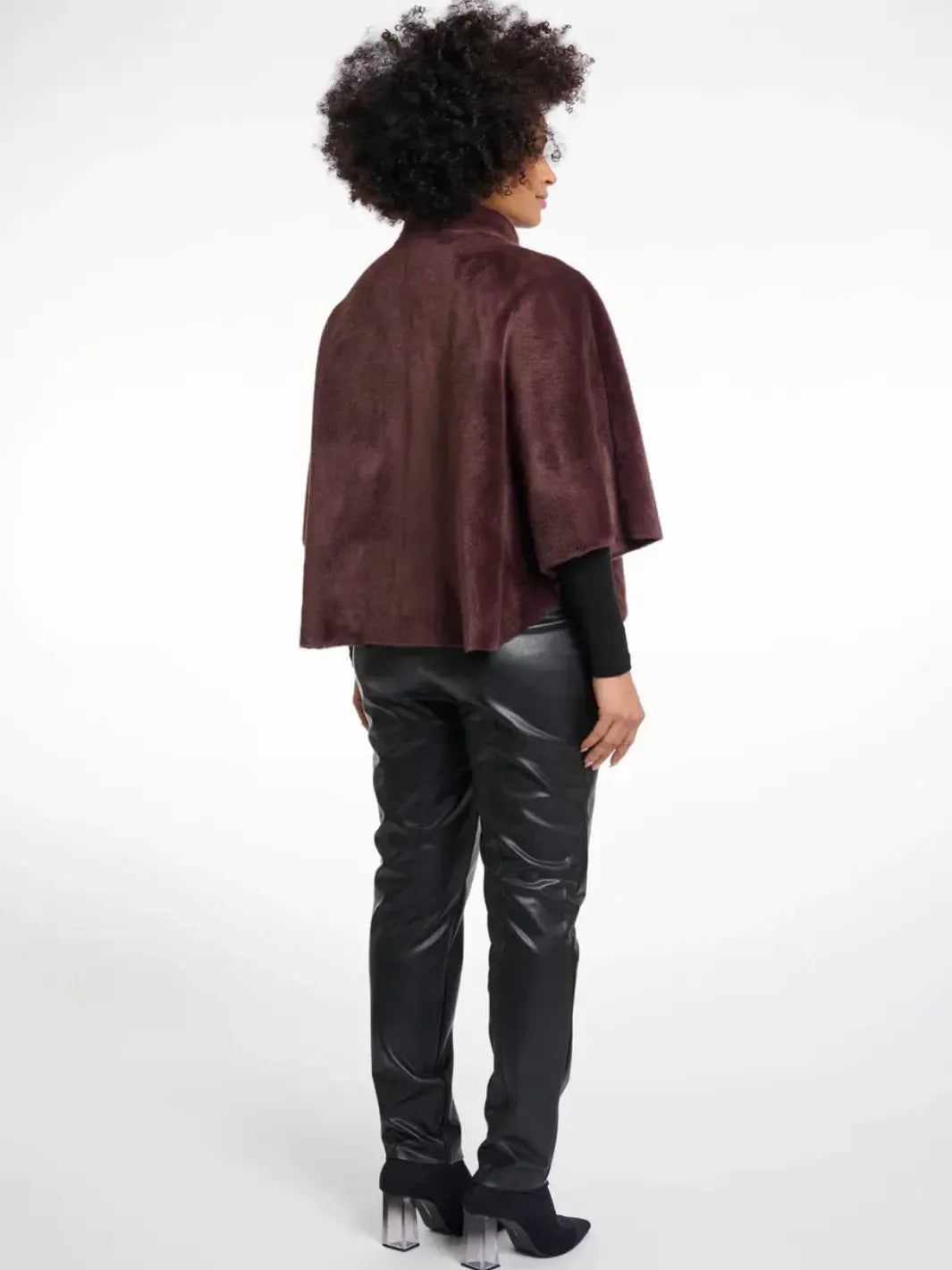 Rino & Pelle Dewi Faux Fur Cape In Chocolate-Nicola Ross