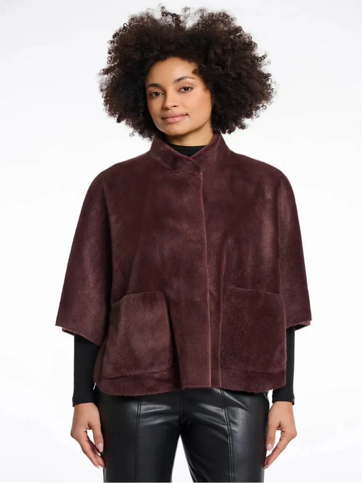 Rino & Pelle Dewi Faux Fur Cape In Chocolate-Nicola Ross