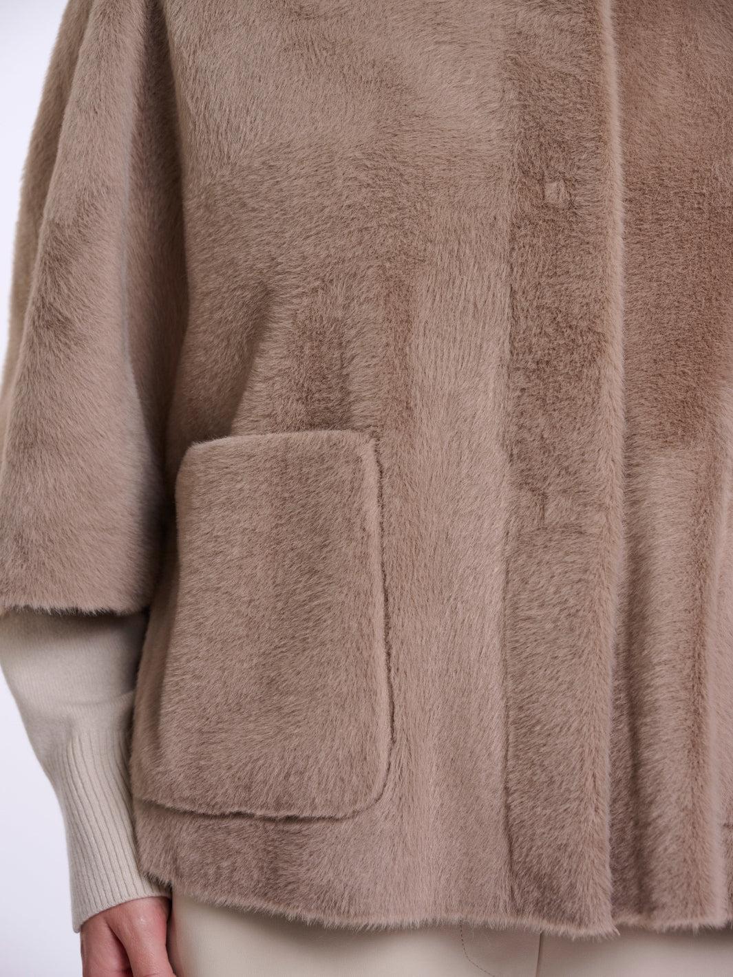 Rino & Pelle Dewi Faux Fur Cape In Mocha-Nicola Ross
