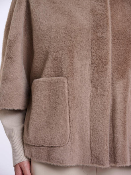 Rino & Pelle Dewi Faux Fur Cape In Mocha-Nicola Ross