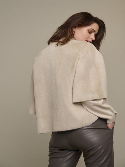 Rino & Pelle Dewi Faux Fur Cape In Stone-Nicola Ross