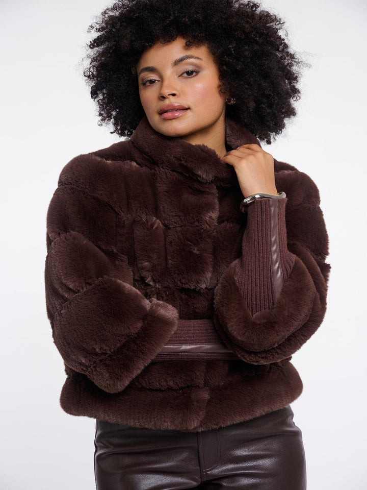 Rino & Pelle Feline Faux Fur Jacket In Brown-Nicola Ross