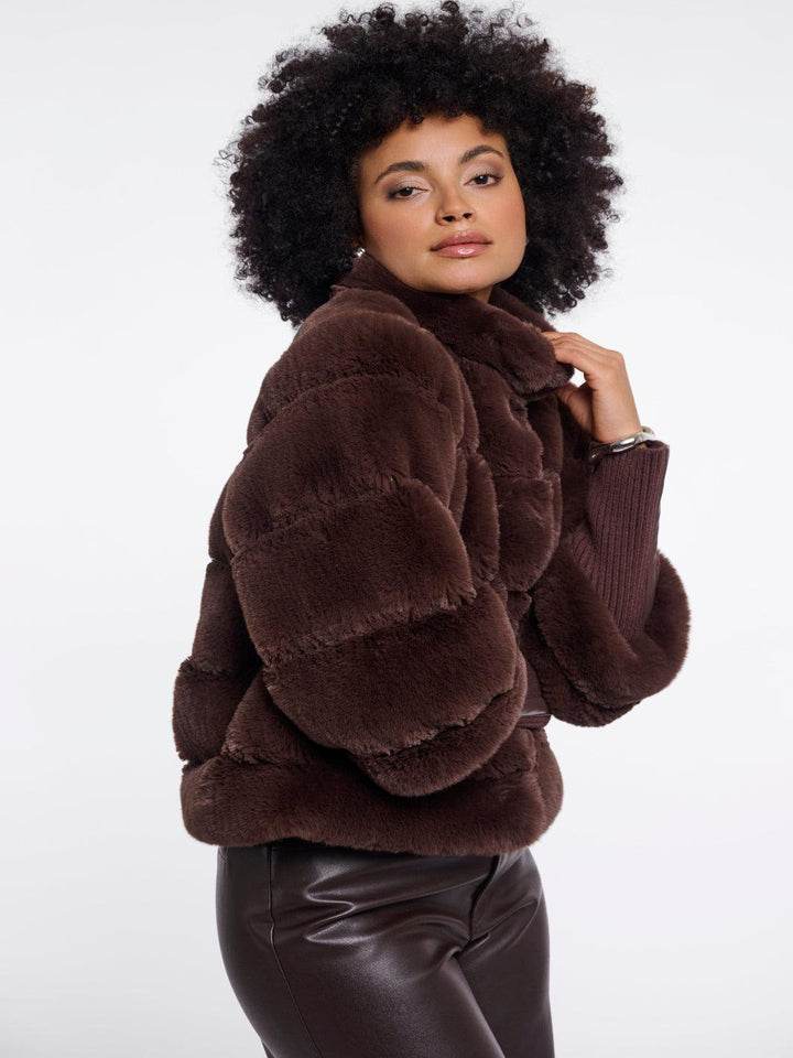 Rino & Pelle Feline Faux Fur Jacket In Brown-Nicola Ross